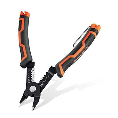 Afbeelding van ValueMax 6 &quot;Draadsnijder 2 in 1 Precisie Draad Strippers, Kabel Stripper Tool voor 20 10 AWG Gestrande, Heavy Duty Flush Snijtang met Veiligheidsslot Industriële en Thuis Elektrische Reparatie