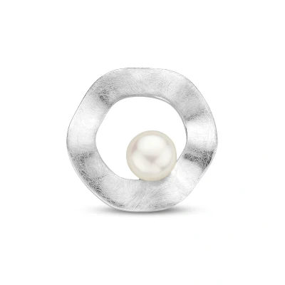 Afbeelding van zilver gerhodineerd hanger rondje parel gescratcht 1335445
