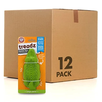 Afbeelding van Arm &amp; Hammer Super Treadz Gator kauwspeelgoed voor honden, 12 stuks Beste honden Vermindert tandplak en tandsteen opbouw zonder te borstelen Veilig tot 35 lbs