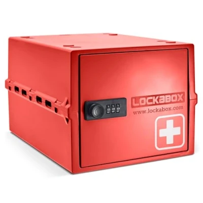 Afbeelding van Lockabox One™ Medi Red Premium afsluitbare medicijndoos 10 liter lichtgewicht en hygiënische medicijnslotbox BPA vrij