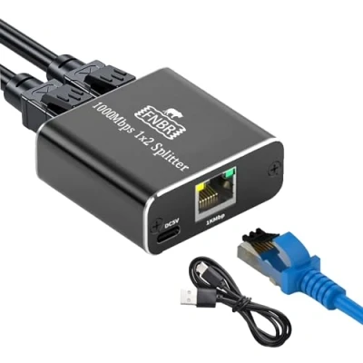 Afbeelding van LAN switch, FNBR splitter 1 naar 2 kabel Ethernet verdeler, netwerk switch 2, 2port voor, router, set top box, digitale TV, Poe camera 1000 Mbit/s