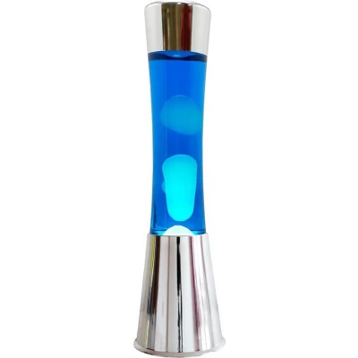 Afbeelding van i Total Lavalamp Lava Lamp Sfeerlamp 40x11 cm Glas/Aluminium 30W Blauw met witte Zilver XL1773