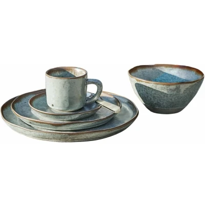 Afbeelding van LOBERON Servies set van 30 Biarré turquoise/bruin