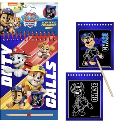 Afbeelding van Paw Patrol Kraskaarten &amp; Kleurplaten Set 14x21 cm 14 Afbeeldingen + Kraspen Creatief Plezier voor Kinderen