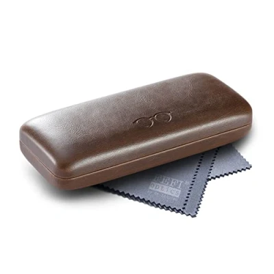 Afbeelding van FEFI Hardcase brillenkoker in lederlook met brilreliëf bruin