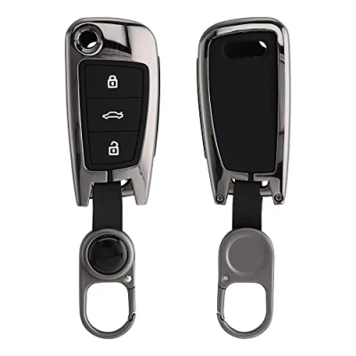 Afbeelding van kwmobile autosleutelhoes geschikt voor Audi 3 knops autosleutel hardcover beschermhoes design donkergrijs