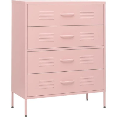 Afbeelding van vidaXL Ladekast 80x35x101,5 cm staal roze