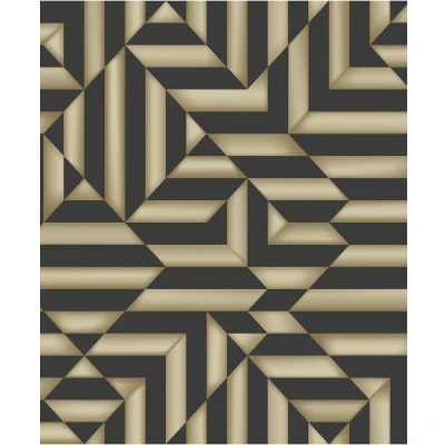 Afbeelding van Leen Bakker Dutch Wallcoverings Galactik Ruit/streep /goud 0,53x10,05m Behang Bruin Vlies