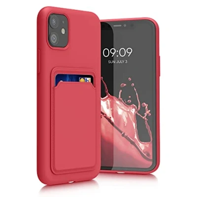 Afbeelding van kwmobile telefoonhoesje compatibel met Apple iPhone 11 hoesje Case pasjeshouder Smartphone cover in rood