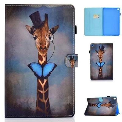 Afbeelding van Bspring Hoesje voor Samsung Galaxy Tab A T510 / T515 10.1 2019 ultradun en licht beschermhoes van PU leer met standfunctie 2019, giraf