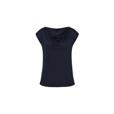 Afbeelding van s.Oliver Black Label MIT Wasserfallausschnitt Tshirt print, Dames, Maat: 34, Navy