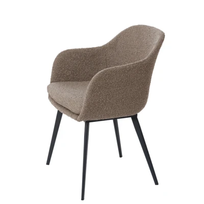 Afbeelding van Light &amp; Living Leone eetkamerstoel bouclé bruin Boucle