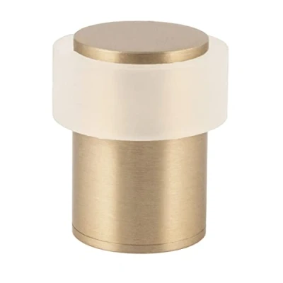 Afbeelding van Deurstopper 24 x 35 mm Siliconen dempers Gemaakt van messing schroefdraad incl. schroef + bevestigingspluggen Mod. I 19124 EVI beslag (messing mat rubber)
