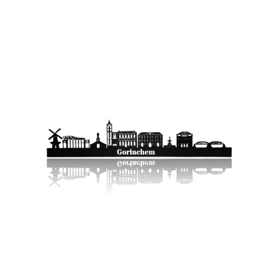 Afbeelding van Skyline van Gorinchem Zwart mdf 60 cm
