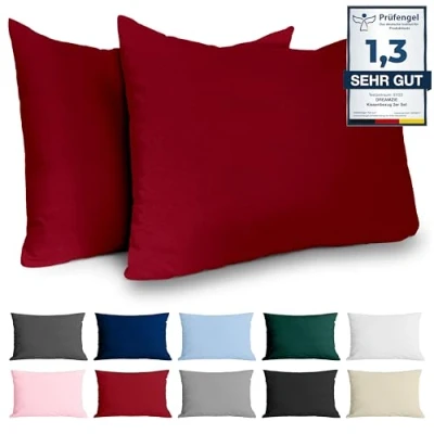 Afbeelding van Kussenkussen 40x60 versterkte katoen (set van 2) Bordeaux strak weven 57 schroefdraden/cm² kussensloop 40 x 60 cm gecertificeerde oeko tex