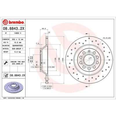 Afbeelding van Brembo Remschijf 08.8843.2X