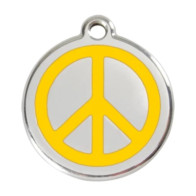 Afbeelding van Peace Yellow roestvrijstalen hondenpenning large/groot dia. 3,8 cm RedDingo
