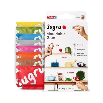 Afbeelding van Sugru I000950 Moldable multifunctionele lijm voor creatief bevestigen en maken, rood, blauw, geel, grijs, groen, bruin, oranje roze, 8 stuk