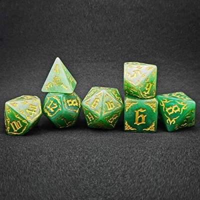 Afbeelding van Bescon Giant Fire Patterned DND Dice Set 1 Inch (25MM) Jade Set, Oversized D&amp;D for Dungeons and Dragons Role Playing Games