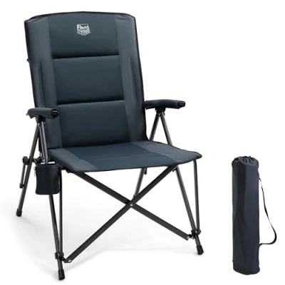 Afbeelding van TIMBER RIDGE Campingstoel, opvouwbaar, hoge rugleuning, XXL, klapstoel, camping, brede zitting, 55 cm, gevoerd, 150 kg draagkracht, met zijzak, tuin, balkon