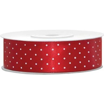 Afbeelding van Satijn Lint Rood Stip 25mm 25m