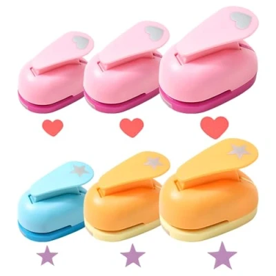 Afbeelding van Sporgo 6 stuks papierponsset: hartvormig en sterpons, 3 maten papierpons, motiefponsset, motiefpons, voor doe het zelf, scrapbooking, fotoalbums, knutselen, wenskaarten (10 mm, 15 25 mm)