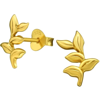 Afbeelding van JoyS Zilveren takje oorbellen 7 x 11 mm 14k goudplating