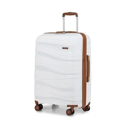 Afbeelding van Kono Reiskoffer 65cm Lichte Polypropyleen Koffers met Harde Schaal en TSA slot Zwenkwielen,Crème wit