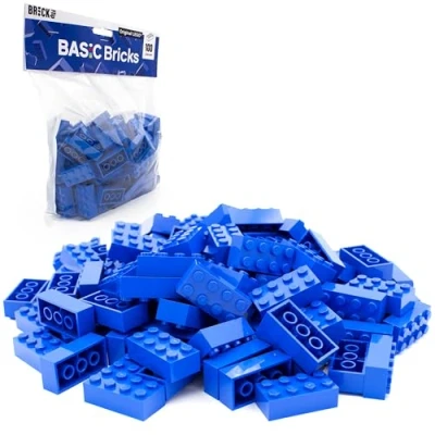 Afbeelding van Lego Classic 3001 Basic stenen, blauw, 2 x 4 bouwstenen, 100 stuks losse onderdelen starterset of uitbreiding voor stenen box en plaat