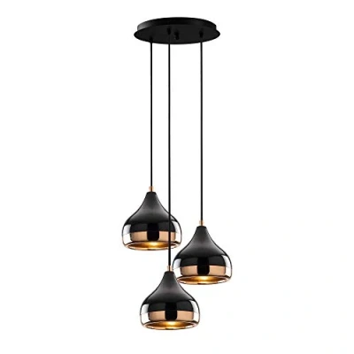 Afbeelding van Opviq Hanglamp met verstelbare hoogte YILDO D37 x H25/111 cm Zwart en koperkleurig