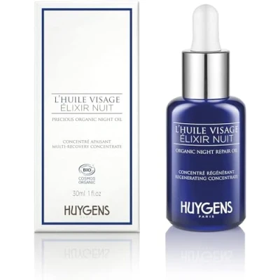 Afbeelding van HUYGENS Élixir Nuit Biologische Gezichtsolie voor de Nacht 100% Natuurlijk Serum Perfecte Huid Regenererend Concentraat Natuurlijke en Ingrediënten Vegan Clean uit Parijs 30mL