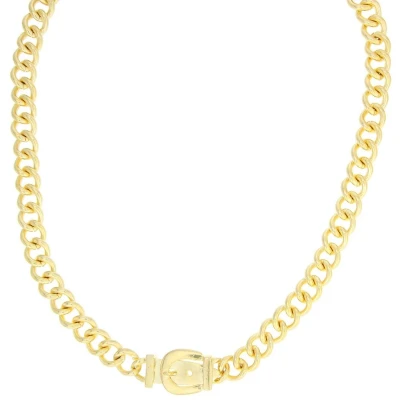 Afbeelding van Behave lange ketting goud kleur met riemsluiting schakelketting 92 cm