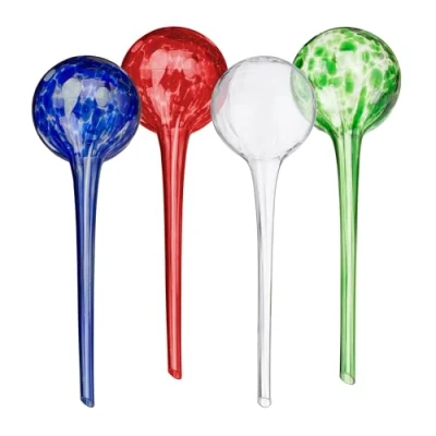 Afbeelding van Relaxdays waterdruppelaar glas set van 4 waterbol balkon en kamerplanten 350 ml