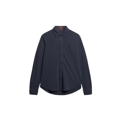 Afbeelding van Superdry Mannen Vintage Destroy Piqué Overhemd met Lange Mouwen Blauw Grootte: XL