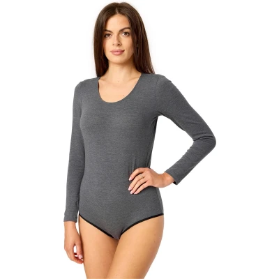 Afbeelding van Merry Style Dames Body Bodysuit Lange Mouwen Katoen MS KS BD900 Donkergrijs XL