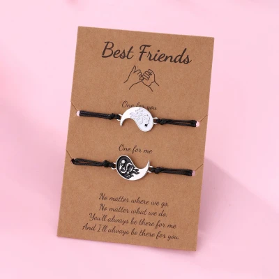 Afbeelding van Vriendschapsarmbandjes voor 2 met Yin Yang Koi Vissen Zwart &amp; Wit BFF Armbandjes Cadeau Pax Amare