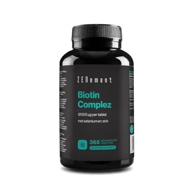 Afbeelding van Biotin 10000 µg met Selenium en Zink, 365 Tablets Bevordert huid , haar nagelgroei Veganistisch, allergeenvrij, GGO vrij, Zenement