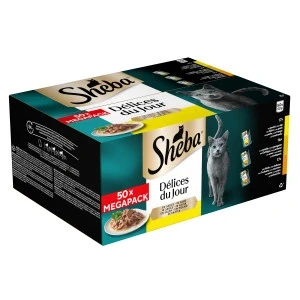 Afbeelding van Sheba Délices Du Jour Kattenvoer Nat Selectie Maaltijdzakjes Multipack Vis in Gelei 6x50 gr