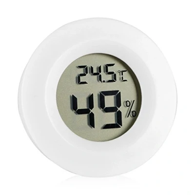 Afbeelding van Digitale thermometer hygrometer binnentemperatuur vochtigheidsmeter detector ronde elektronische met LCD display voor auto keuken binnen tuin kelder koelkast kast