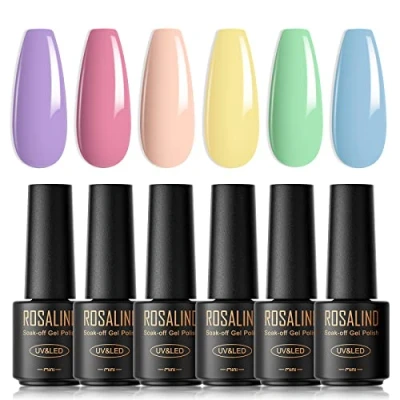 Afbeelding van ROSALIND uv nagellak, 6 kleuren, mini gelnagellak, nagellakset, macaron Shellac Soak Off French manicure voor vrouwen, moeder, cadeauset, doe het zelf thuis