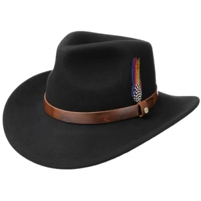 Afbeelding van Stetson Oklahoma Wolvilt Westernhoed Heren outdoor hoed vilthoed rodeo met leren band voor Zomer/Winter L (58 59 cm) zwart