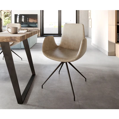 Afbeelding van Draaistoel Ilia Flex met armleuning kruisframe conisch zwart beige vintage