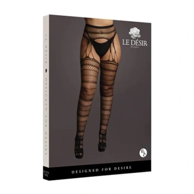Afbeelding van Shots Le Désir Jarretel Panty Gestreept Plus Size black OSX