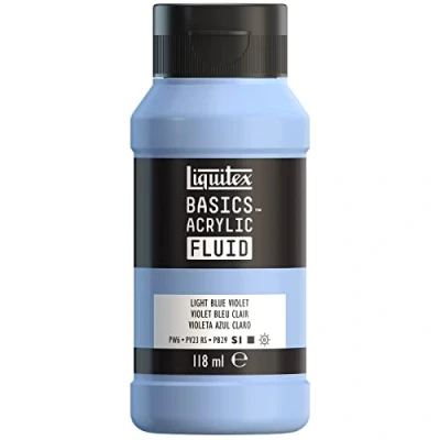Afbeelding van Liquitex 8870396 Basics Vloeibare acrylverf met vloeiende consistentie, sneldrogend, lichtecht, watervast, op waterbasis, flacon 118ml blauwviolet licht