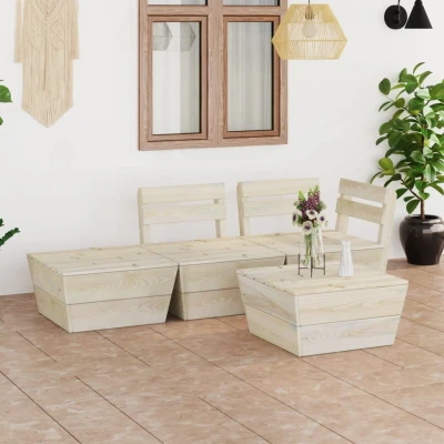 Afbeelding van 4 delige Loungeset pallet geïmpregneerd vurenhout