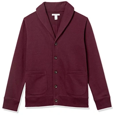 Afbeelding van Amazon Essentials Fleece sjaal met lange mouwen voor heren, cardigan, bordeaux, XXL