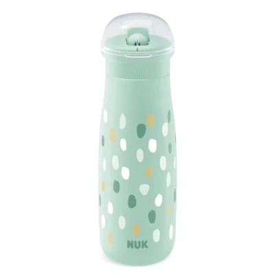 Afbeelding van NUK Mini Me Flip Drinkfles, met niet bijtbaar 2 in 1 drinkopzetstuk, lekvrij, 450 ml, vanaf 12 maanden, BPA vrij, stuk, mint