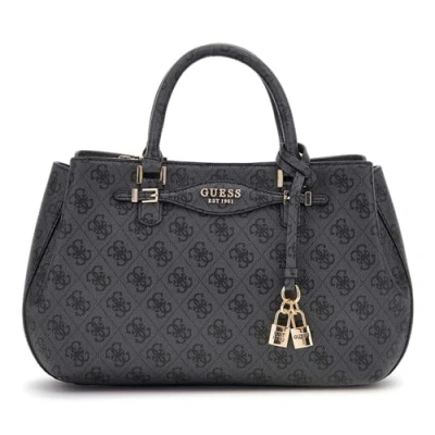 Afbeelding van GUESS Handtas Schoudertas Katya Girlfriend Satchel Coal Logo Donkergrijs