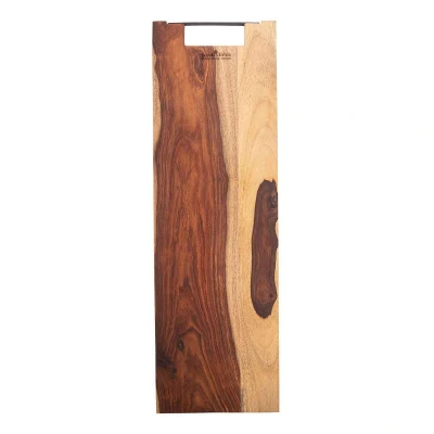 Afbeelding van Bowls and Dishes Pure Rose Wood Duurzame Borrelplank Tapasplank Serveerplank recht met metalen handvat 69 cm BBQ tip!