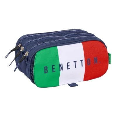 Afbeelding van Pennenetui met 3 vakken Benetton Flag Marineblauw 21,5 x 10 8 cm
